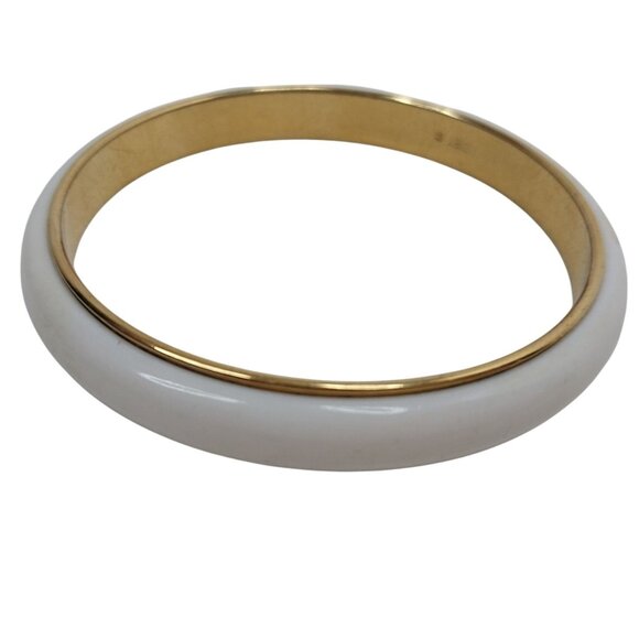 White & Gold Monet Bangle Bracelet - Picture 1 of 5